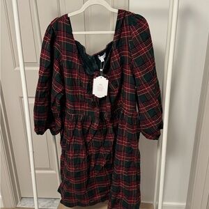 Ivy City Co Red and Black Plaid Dress